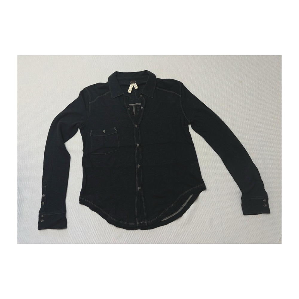 Free People We The Button down Women’s black Western shirt XS burnout 2 4 grunge